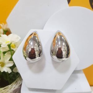 Silver Tone Tear Chunky Drop Earrings Brand New On Card In Packaging